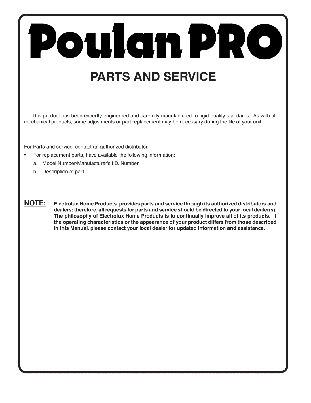 Poulan 407139 owner manual Parts and Service 