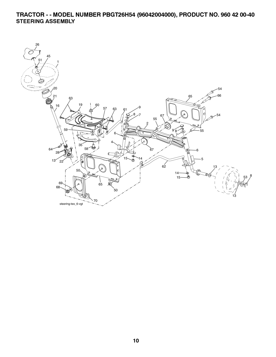 Poulan 409632, 96042004000 manual Steering Assembly 