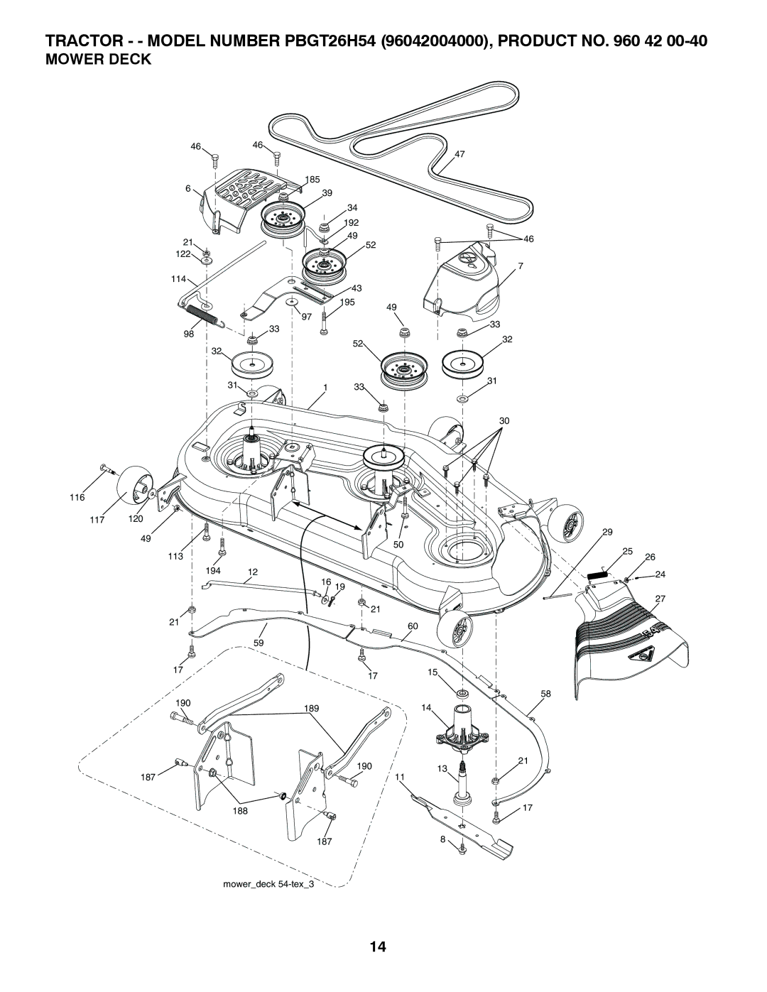 Poulan 409632, 96042004000 manual Mower Deck 