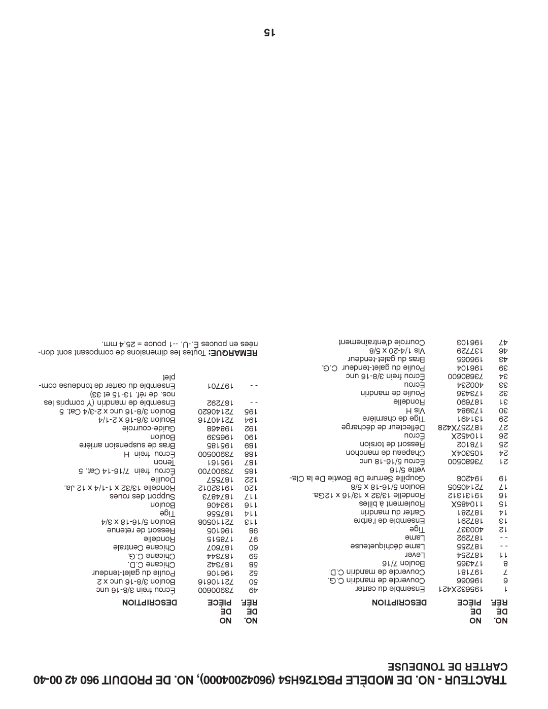 Poulan 409632, 96042004000 manual Tondeuse DE Carter 