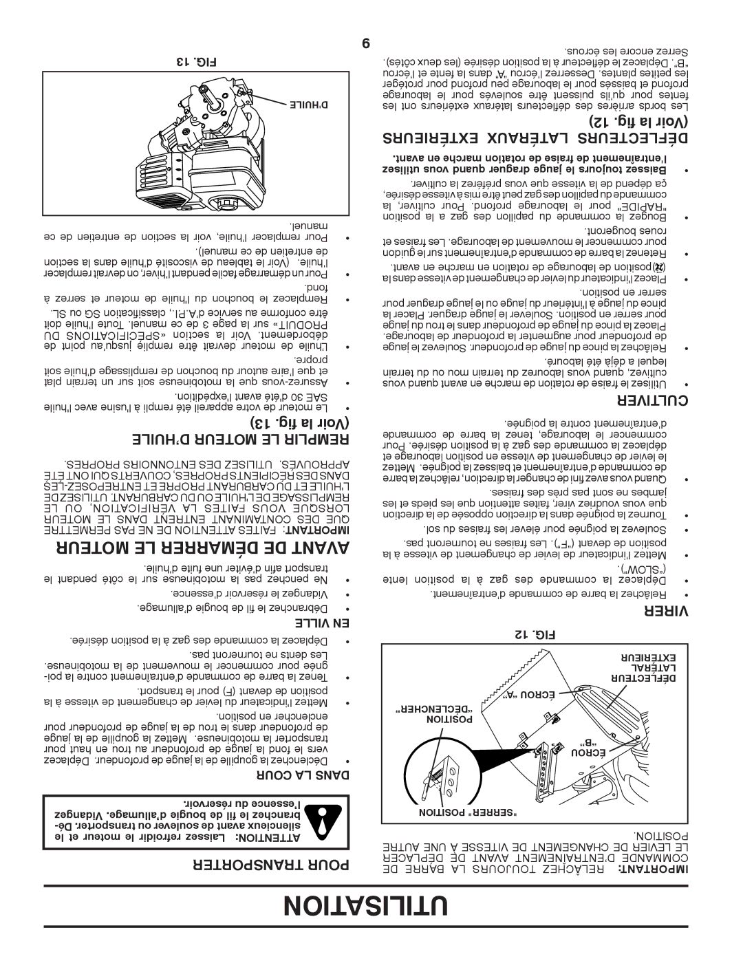 Poulan 410237, 96092001000 Extérieurs Latéraux Déflecteurs, ’HUILE Moteur LE Remplir, Transporter Pour, Cultiver, Virer 