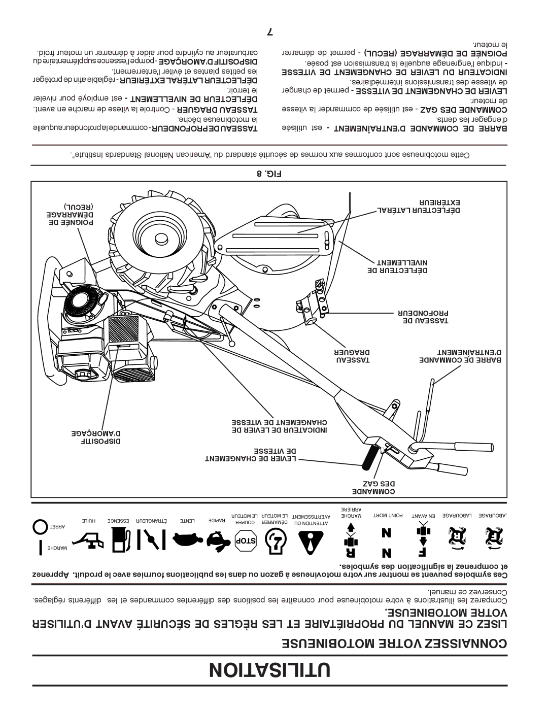 Poulan 410237, 96092001000 Motobineuse Votre, Moteur le rermardé de permet Recul Démarrage DE Poignée, Réglages différents 