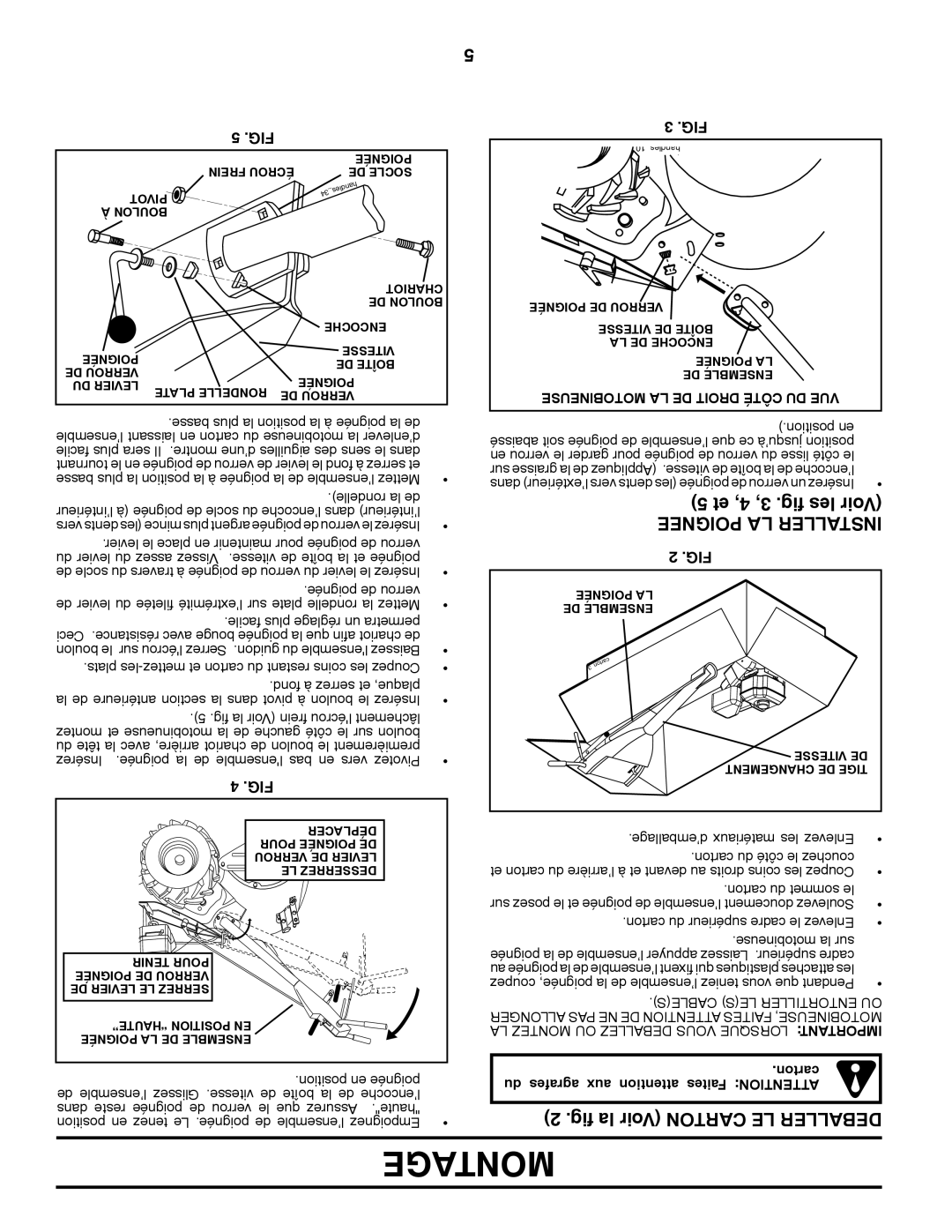 Poulan 410237, 96092001000 manual Et 4, 3, .fig les Voir, Poignee LA Installer, Fig la Voir Carton LE Deballer 