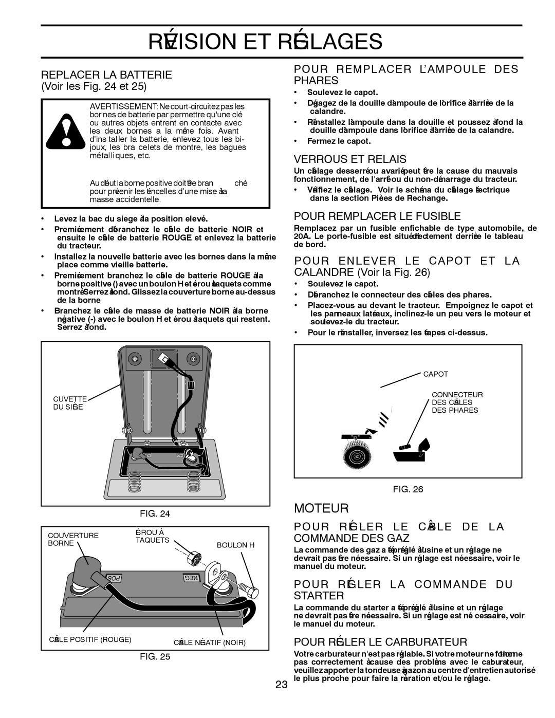 Poulan 411150 manual Réglages ET Révision 