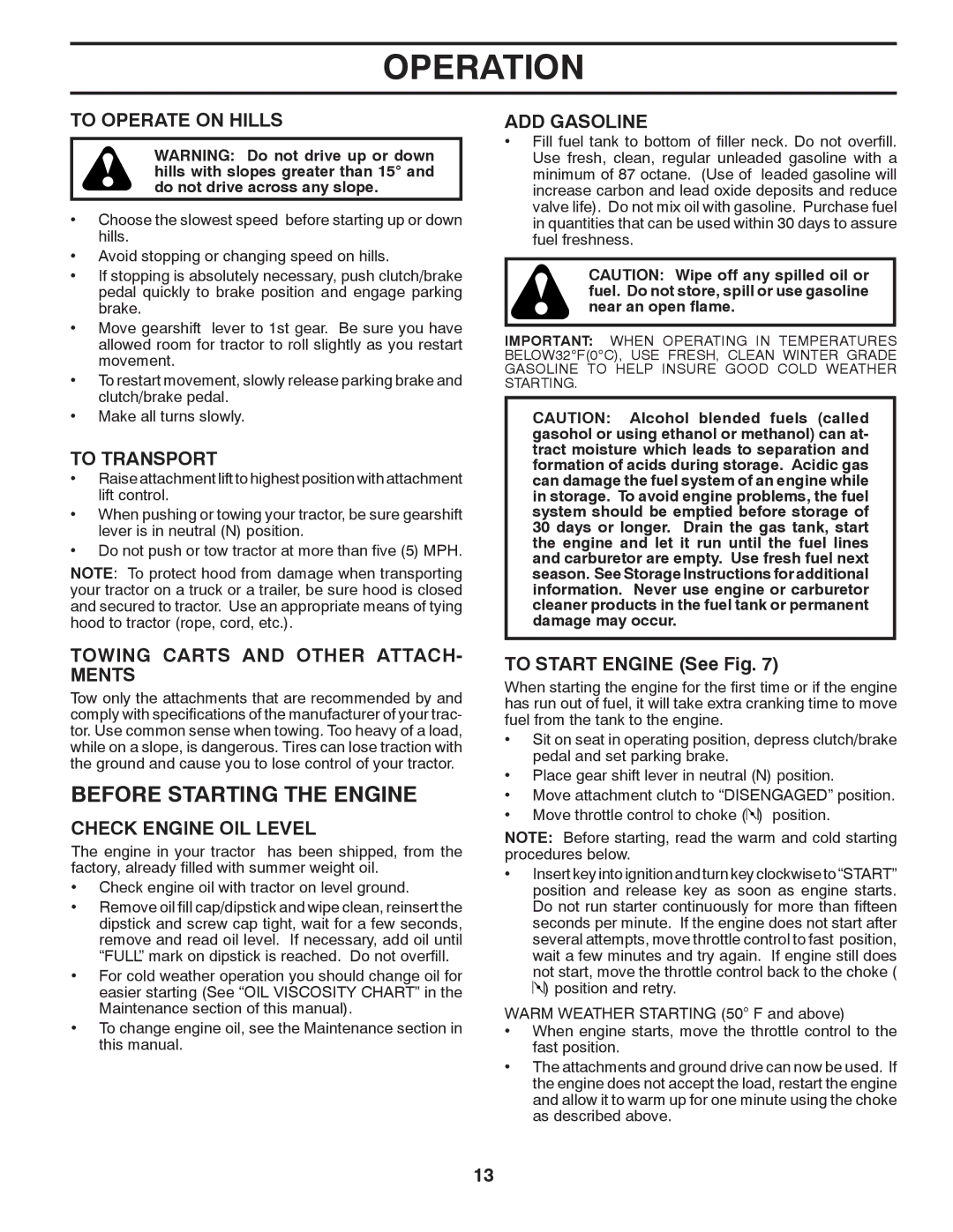 Poulan 96042003400, 411188 manual Before Starting the Engine 