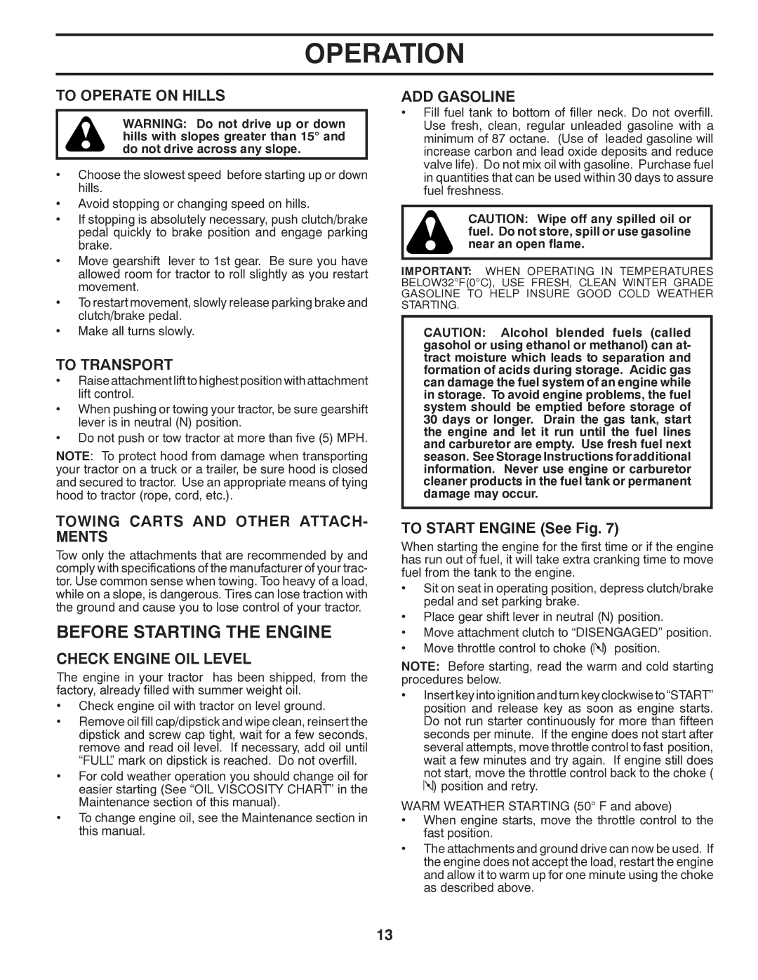 Poulan 411229 manual Before Starting the Engine 