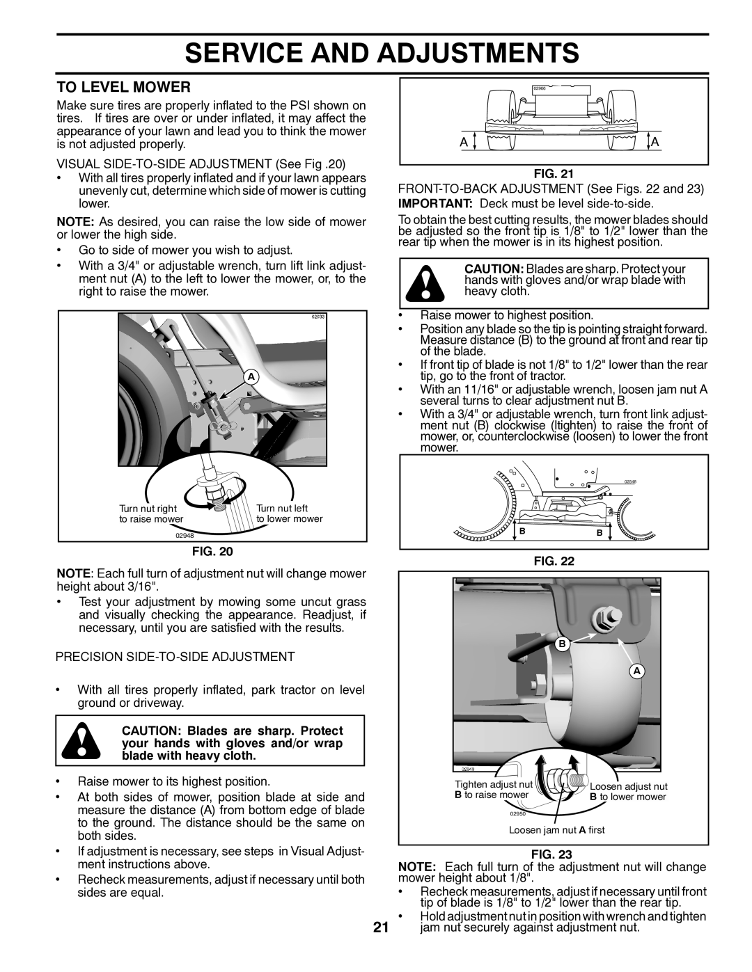 Poulan 411229 manual To Level Mower, Precision SIDE-TO-SIDE Adjustment 