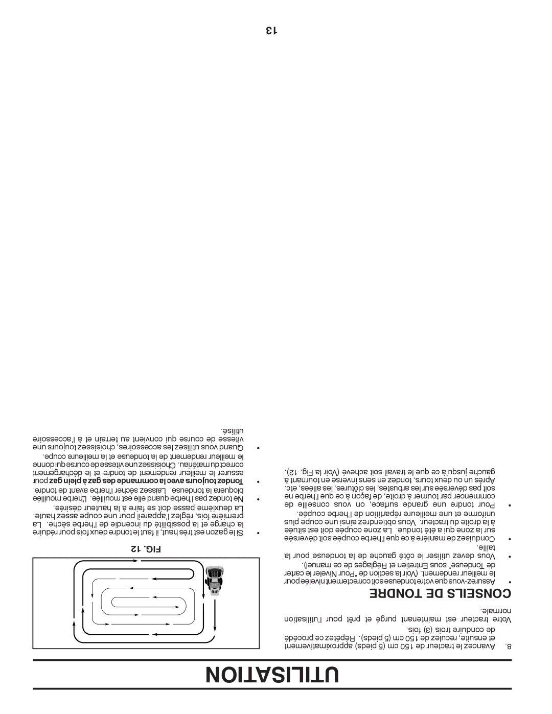 Poulan 411256, 96042003700 manual Utilisation, 12 .FIG 