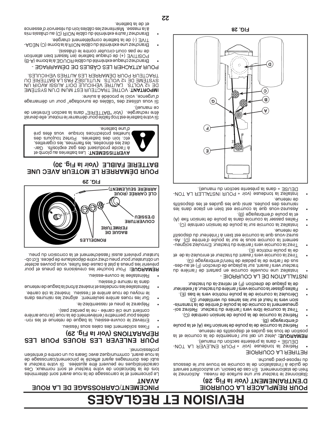 Poulan 411259 Fig la Voir Tionsraparé LES Pour Roues LES Enlever Pour, Avant Roue LA DE PINCEMENT/CARROSSAGE, 29 .FIG 