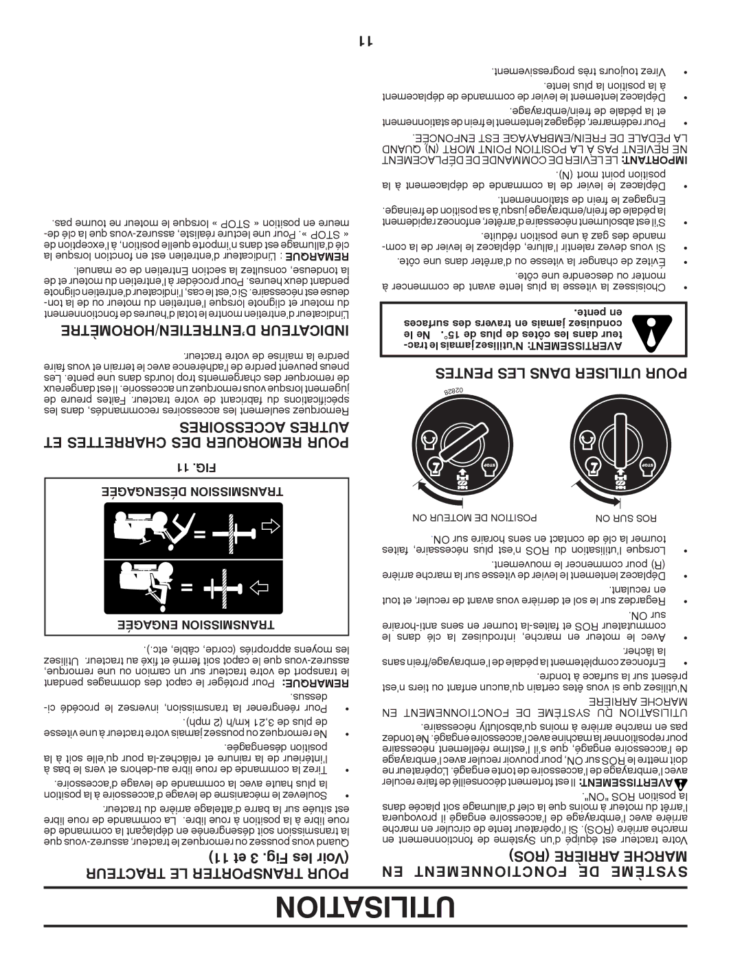 Poulan 411259 ’ENTRETIEN/HOROMÈTRE Indicateur, Accessoires Autres ET Charrettes DES Remorquer Pour, 11 et 3 .Fig les Voir 