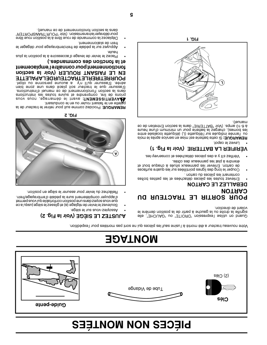 Poulan 411259 manual Montées NON Piéces, Toncar DU Tracteur LE Sortir Pour 