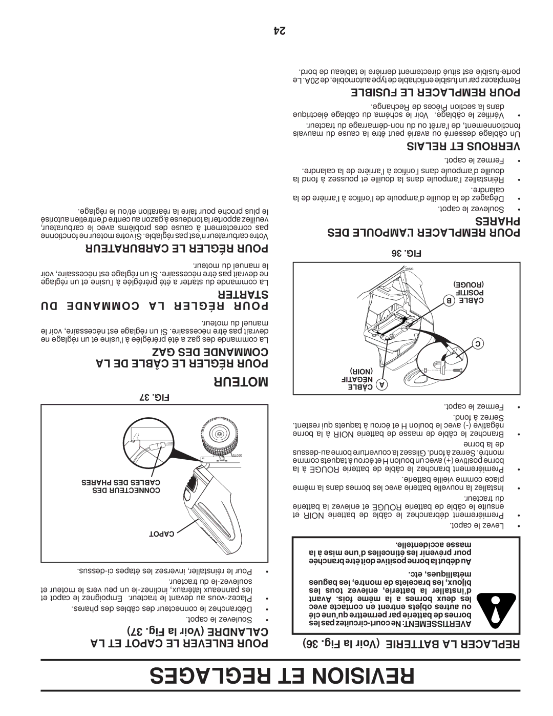 Poulan 96042003900 Reglages ET Revision, Carburateur LE Régler Pour, Starter DU Commande LA Régler Pour, GAZ DES Commande 