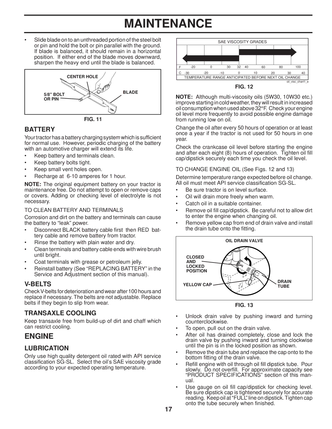 Poulan 96042004201, 411274 manual Engine, Battery, Belts, Transaxle Cooling, Lubrication 