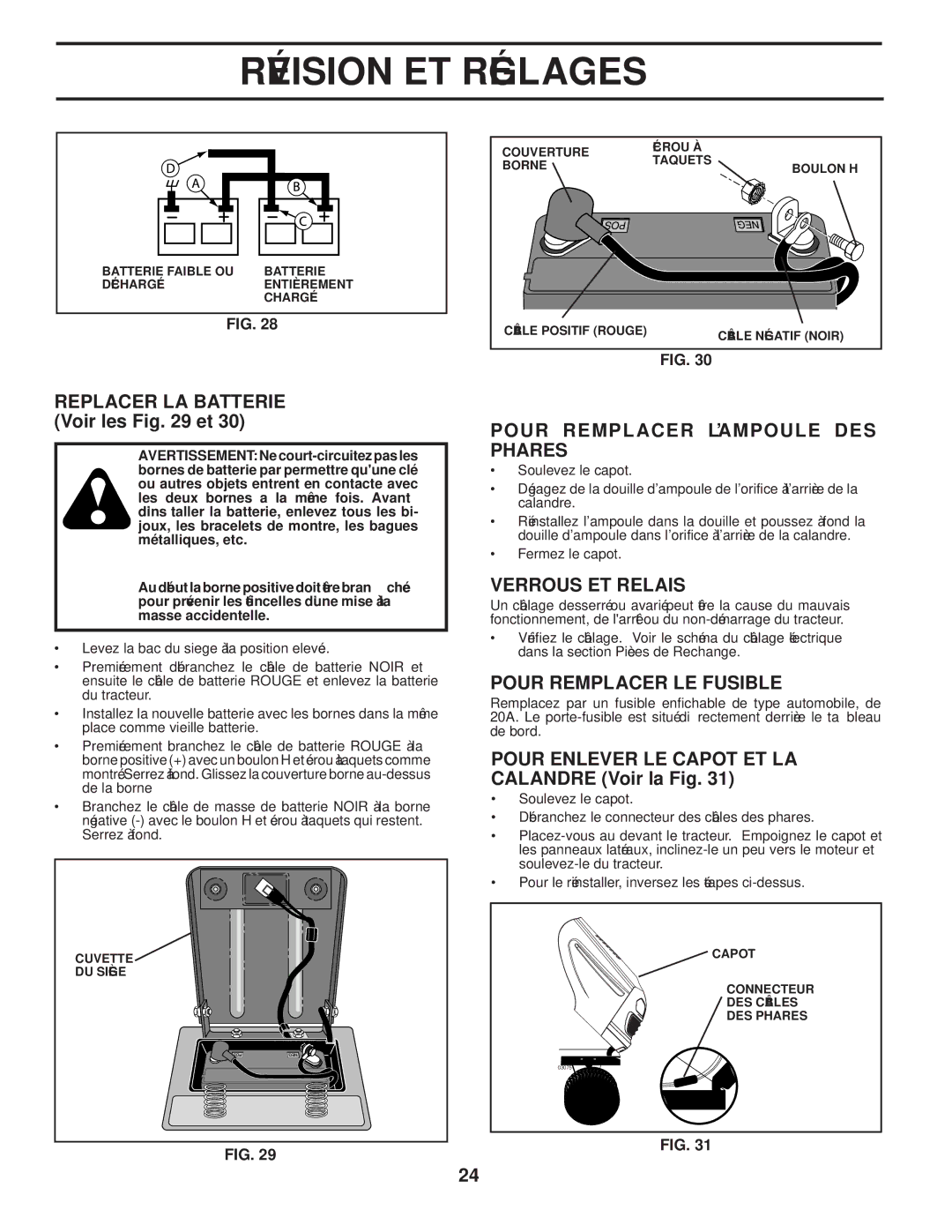 Poulan 96042004201, 411274 manual Réglages ET Révision 