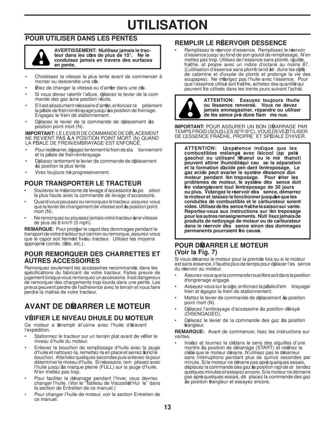 Poulan 411274, 96042004201 manual Moteur LE Démarrer DE Avant 