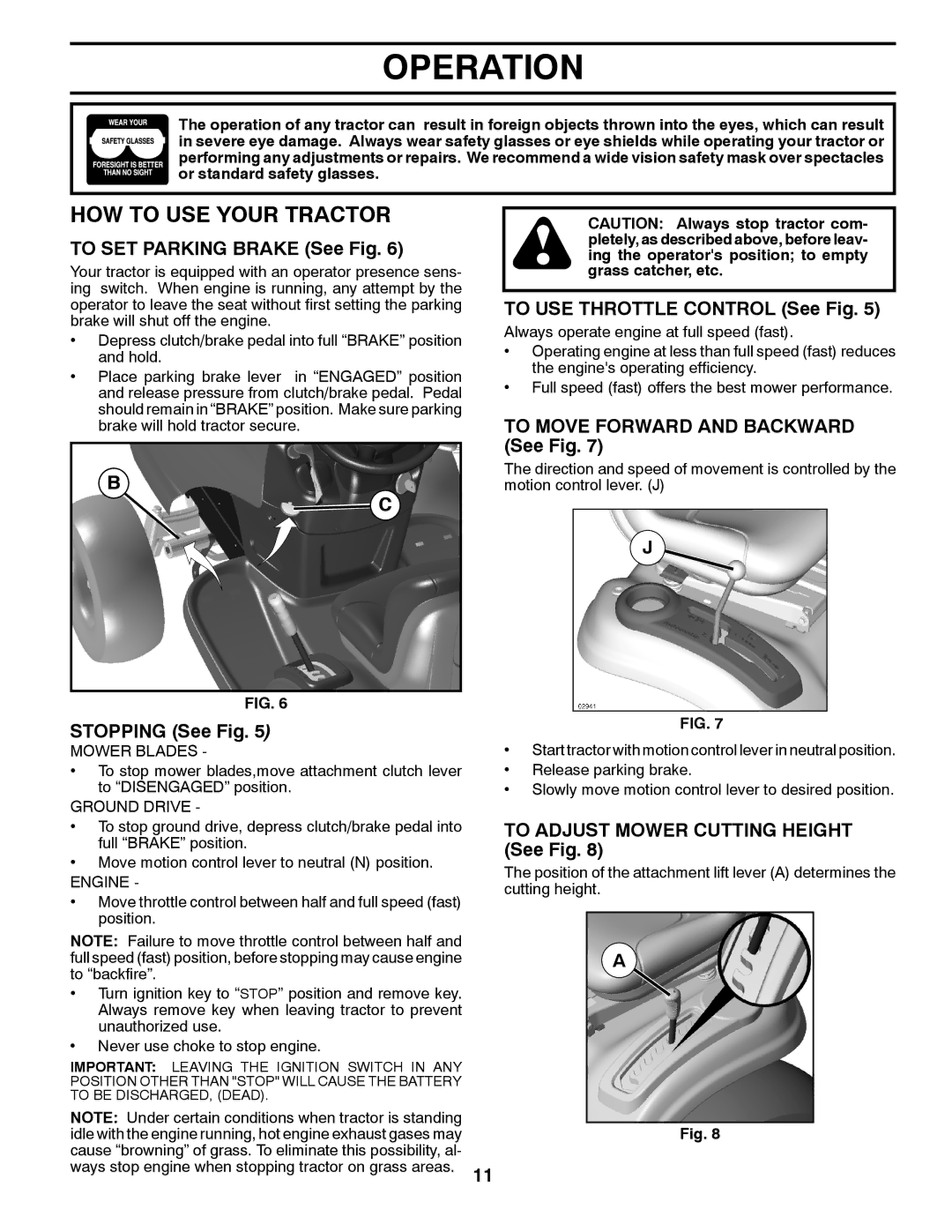 Poulan 411287 manual HOW to USE Your Tractor 