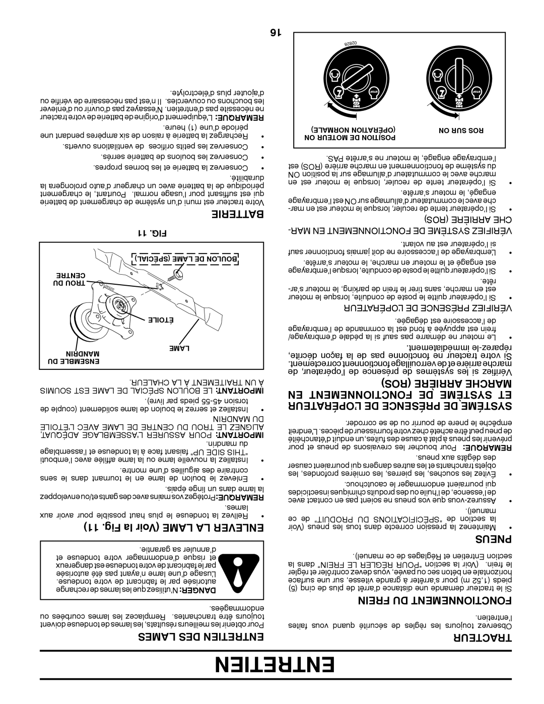 Poulan 411287 manual Fig la Voir Lame LA Enlever, EN Fonctionnement DE Système ET 