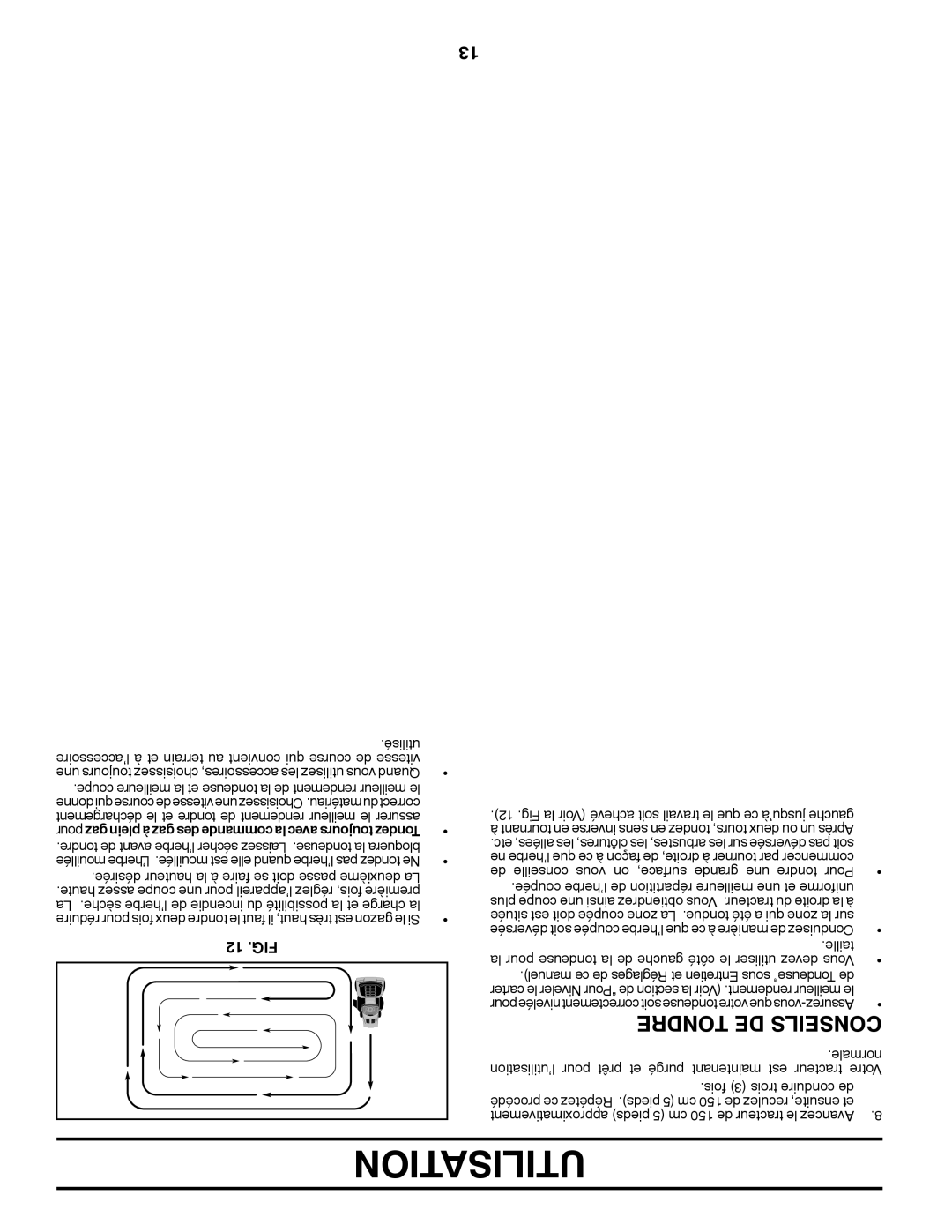 Poulan 412412 manual Utilisation, 12 .FIG 