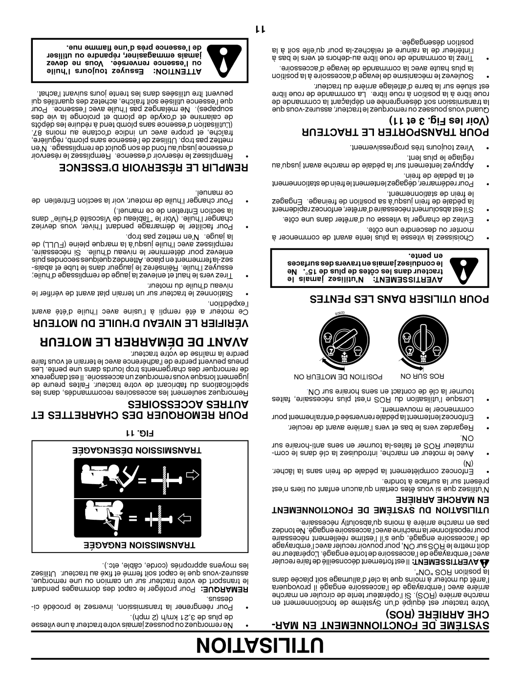 Poulan 412412 manual 11 et 3 .Fig les Voir, MAR EN Fonctionnement DE Système 