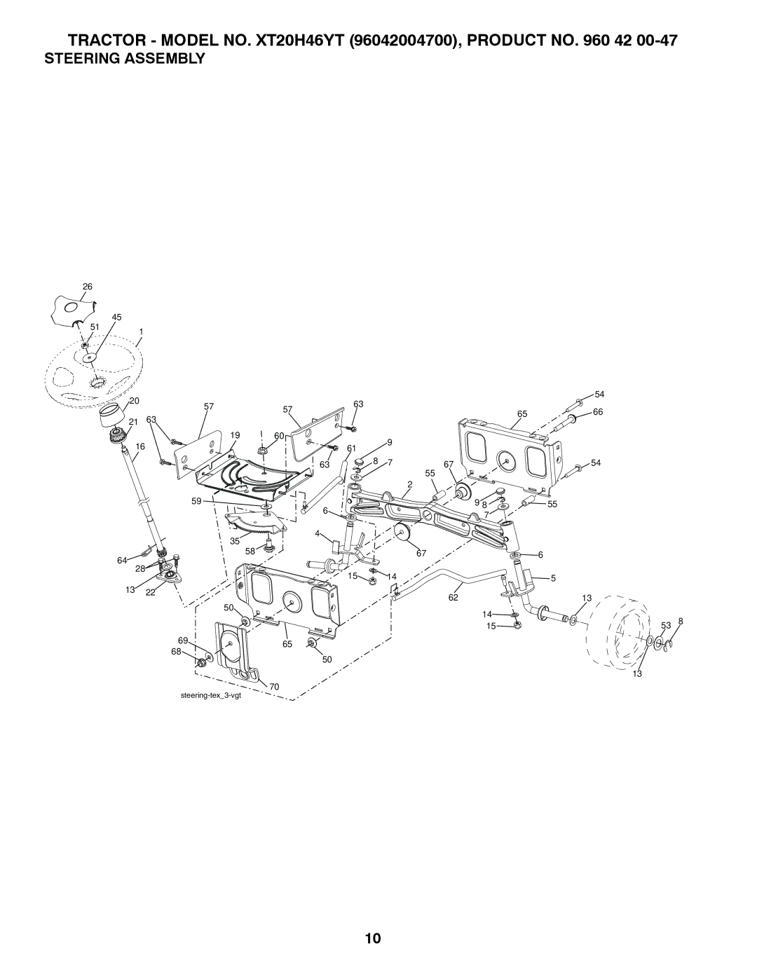 Poulan 412413, 960420047 manual Steering Assembly 