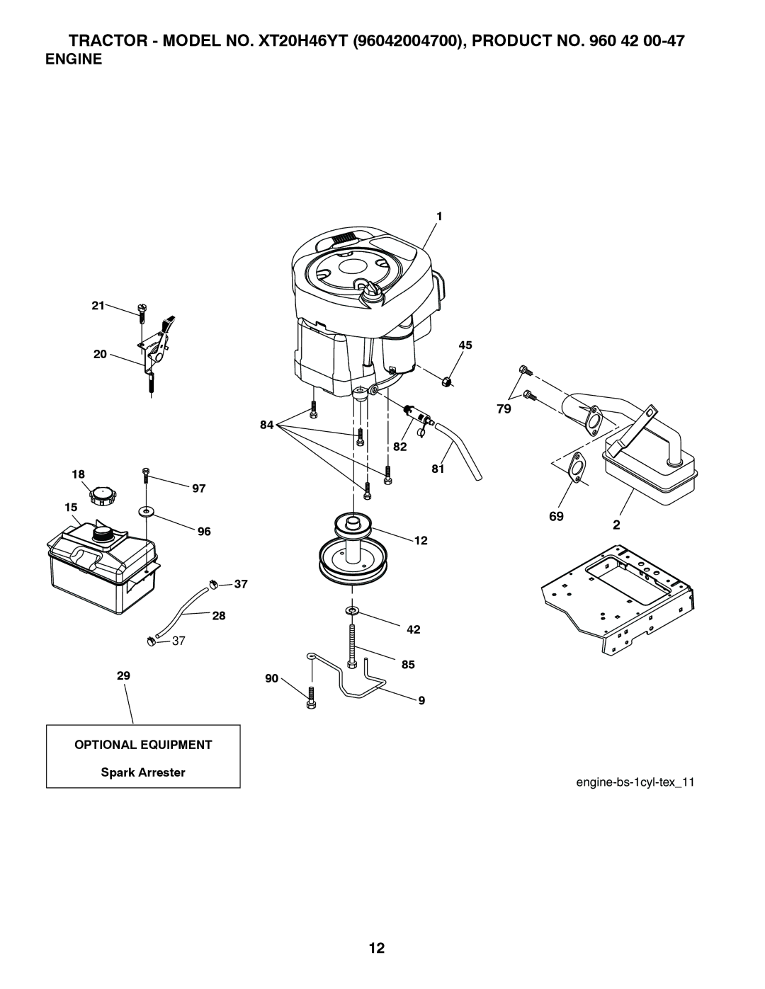 Poulan 412413, 960420047 manual Engine 