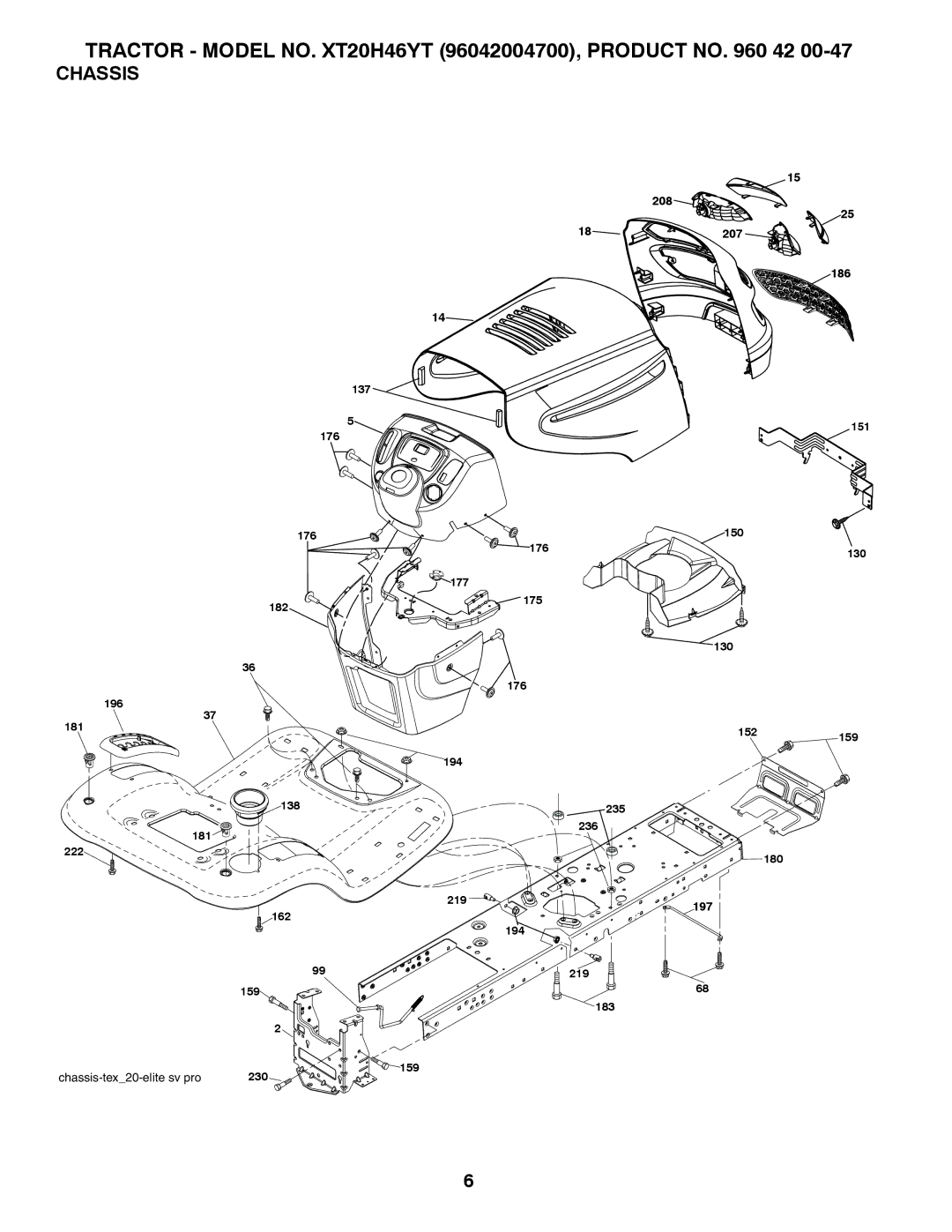 Poulan 412413, 960420047 manual Chassis 