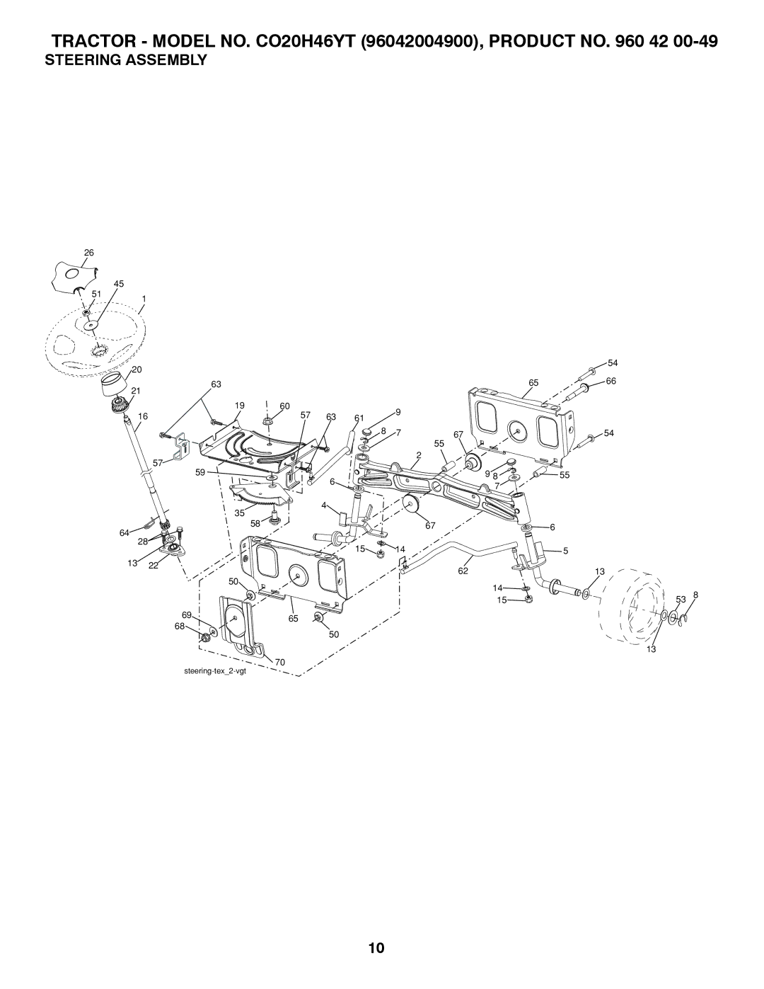 Poulan 412525 manual Steering Assembly 