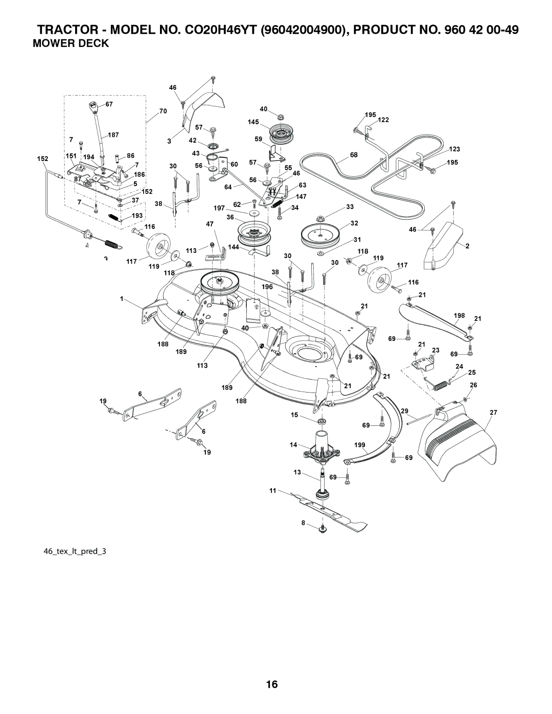 Poulan 412525 manual Mower Deck 