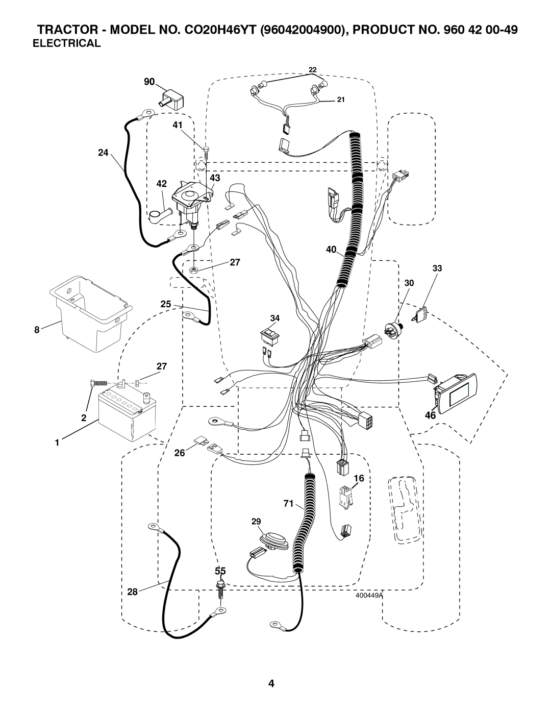 Poulan 412525 manual Electrical 