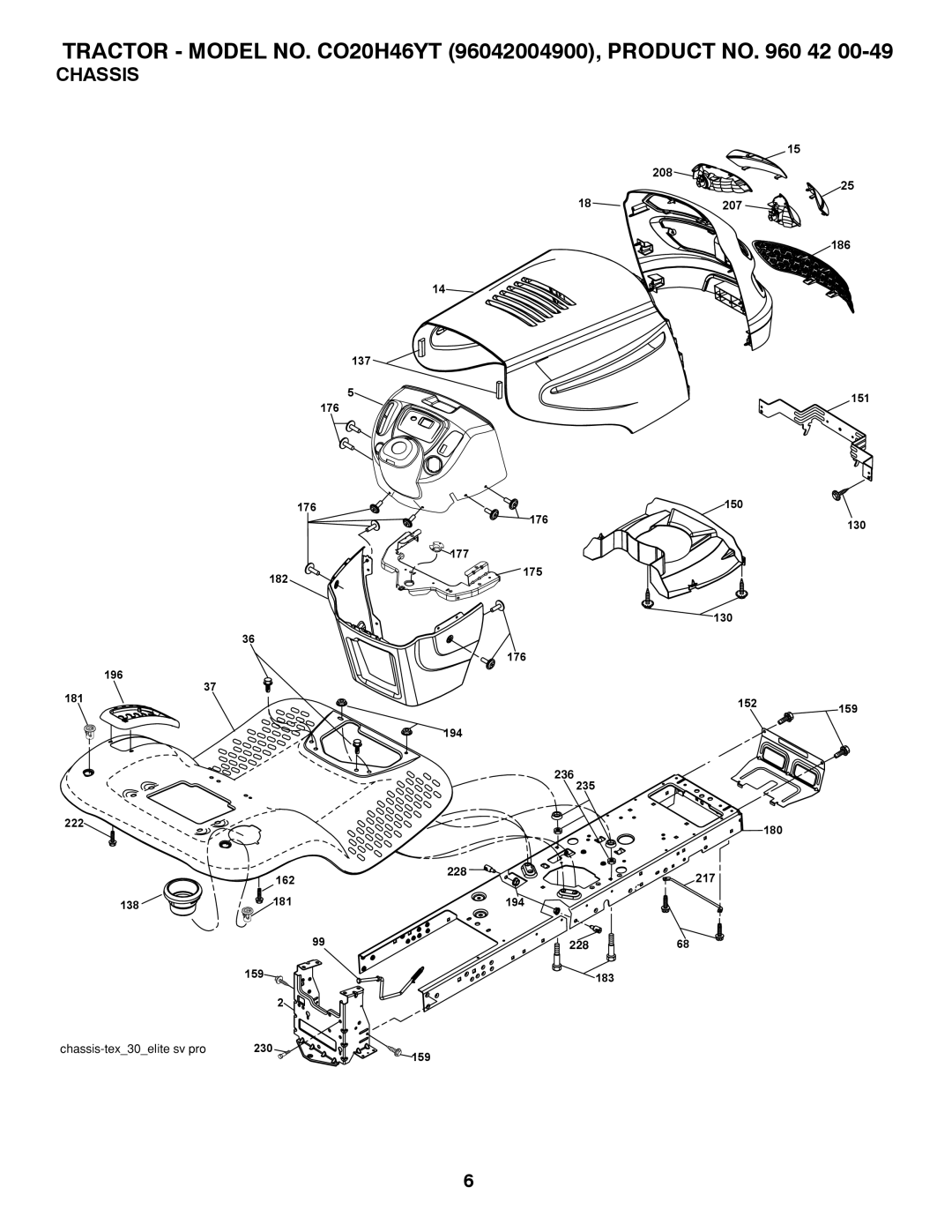 Poulan 412525 manual Chassis 