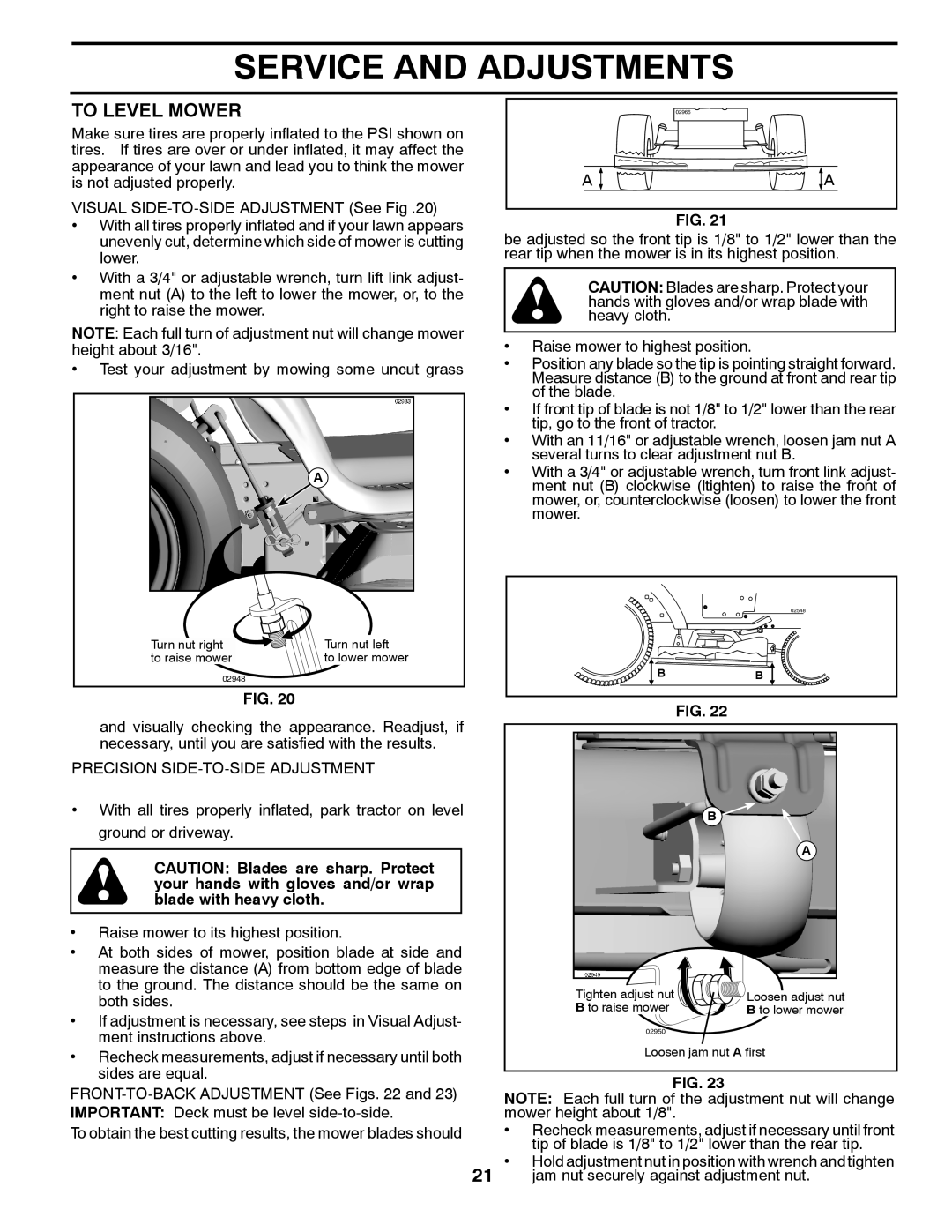 Poulan 96042005000, 413106 manual To Level Mower, Precision SIDE-TO-SIDE Adjustment 