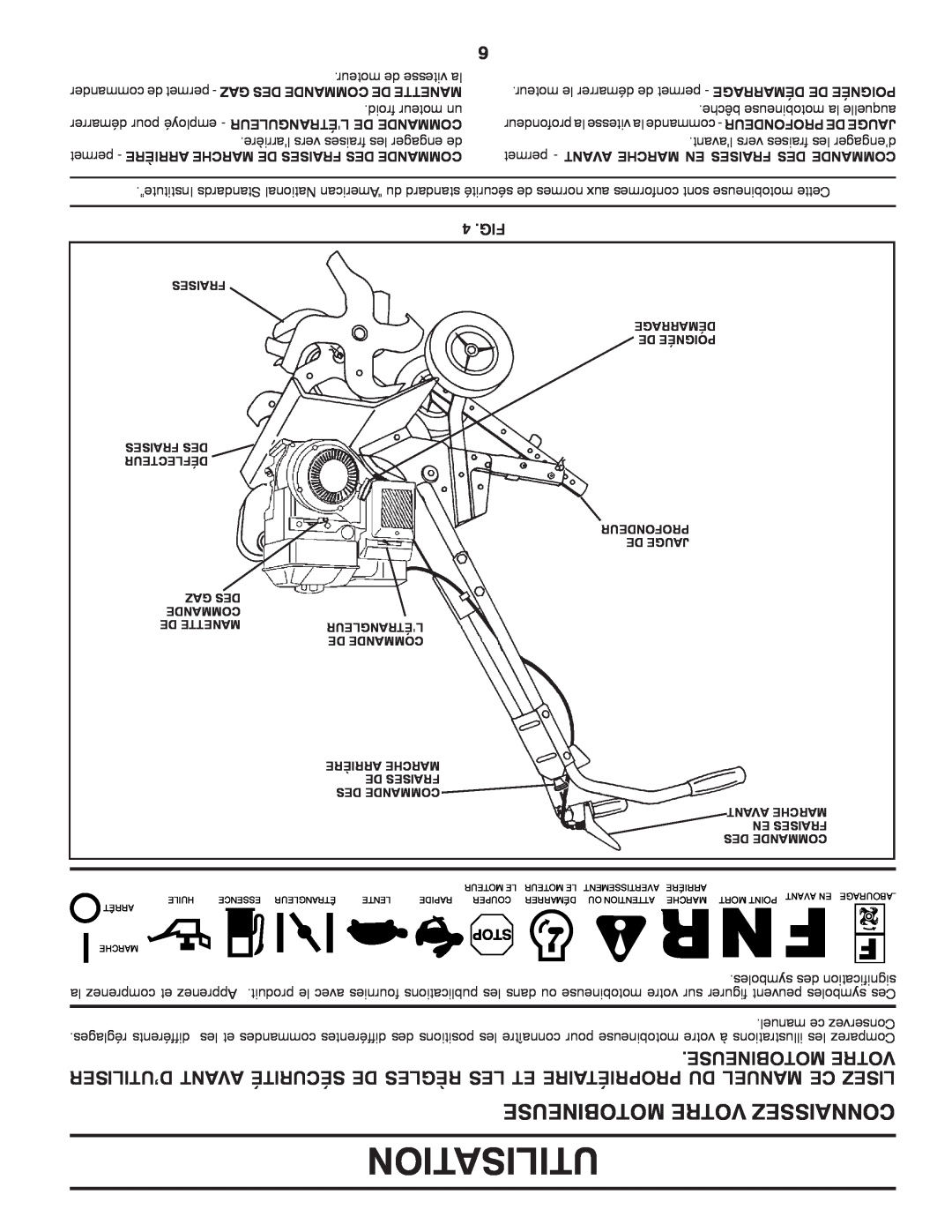 Poulan 413288 manual Motobineuse Votre Connaissez, 4 .FIG, Utilisation 