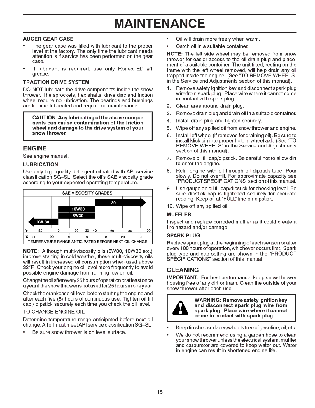 Poulan 414639 owner manual Engine, Cleaning 