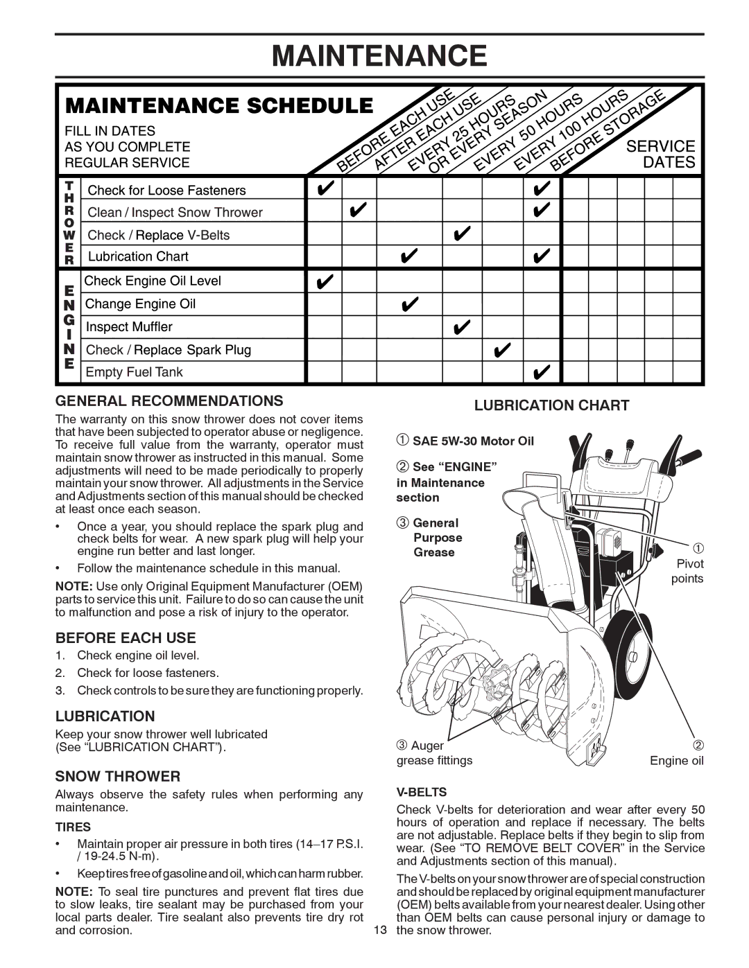 Poulan 414641 owner manual Maintenance 