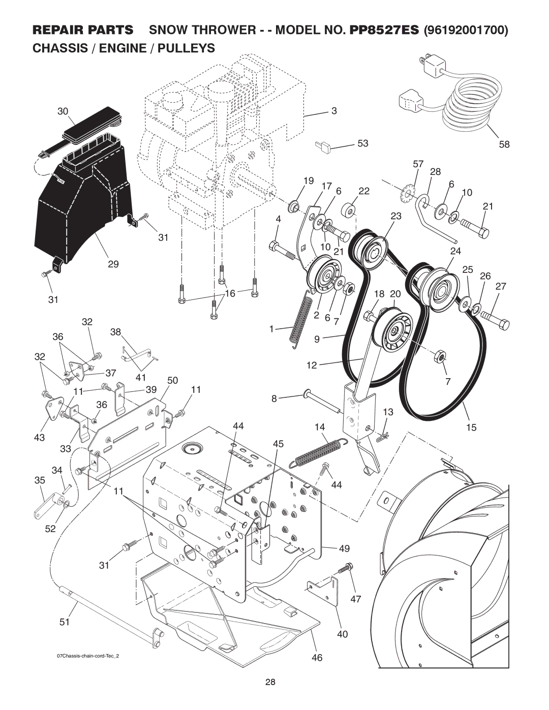 Poulan 414641 owner manual 07Chassis-chain-cord-Tec2 