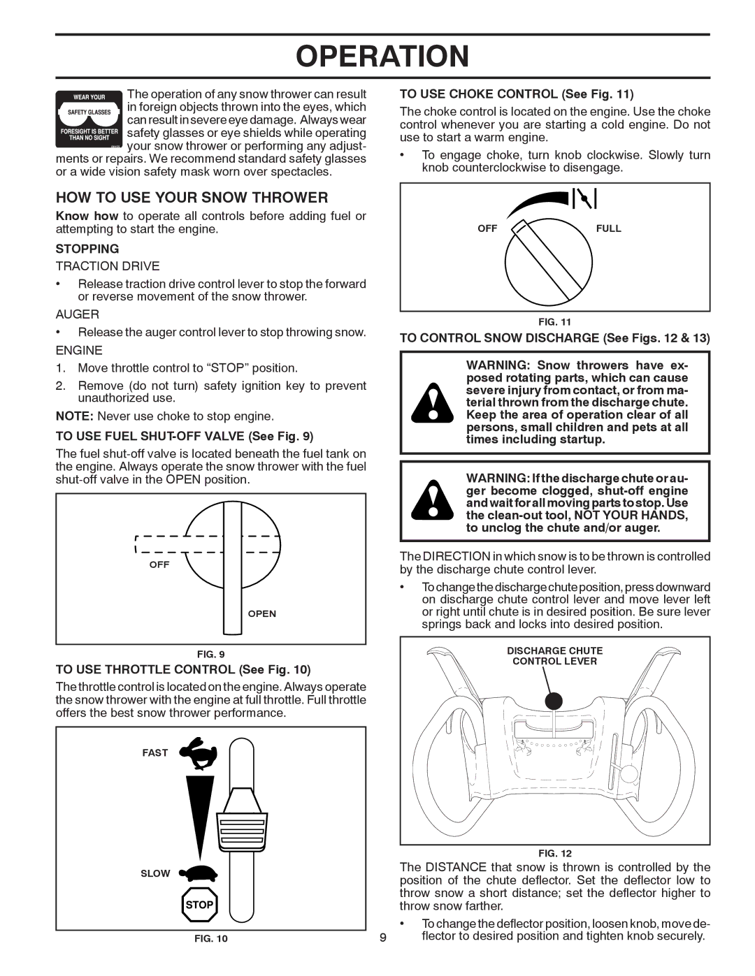 Poulan 414641 owner manual HOW to USE Your Snow Thrower, Stopping 