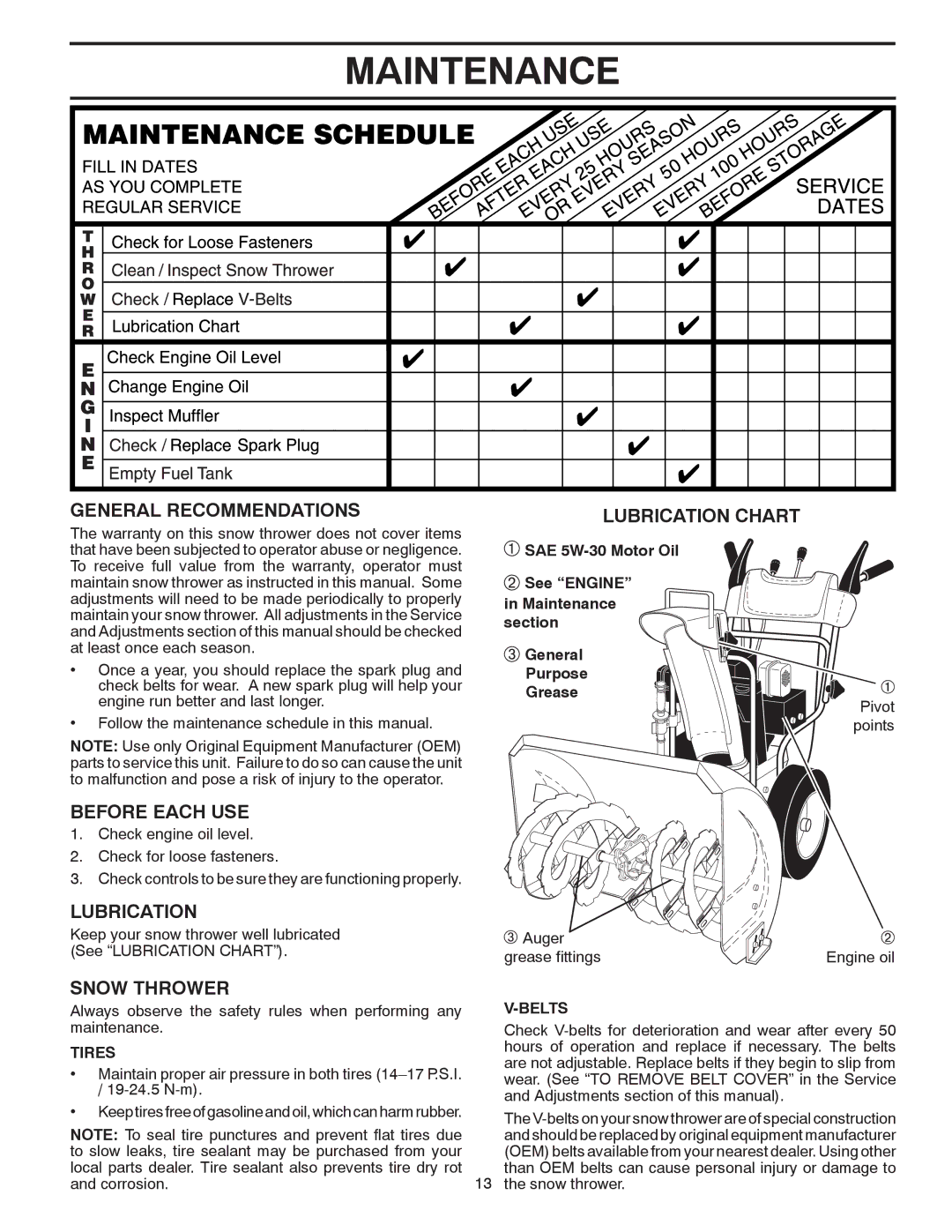 Poulan 414643 owner manual Maintenance 