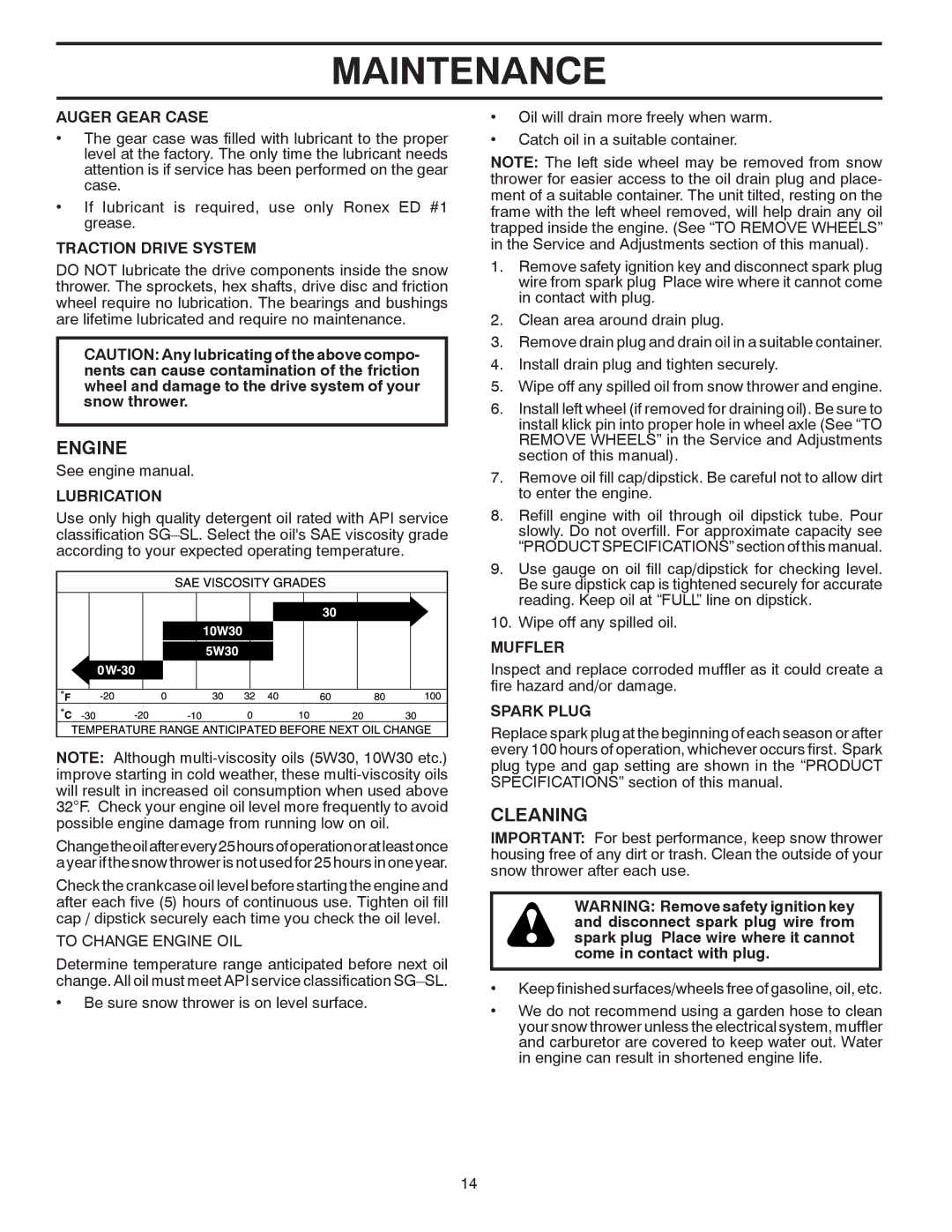 Poulan 414643 owner manual Engine, Cleaning 