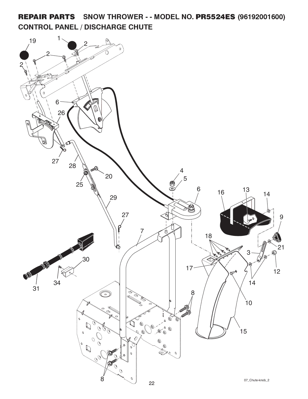 Poulan 414643 owner manual 07Chute-knob2 