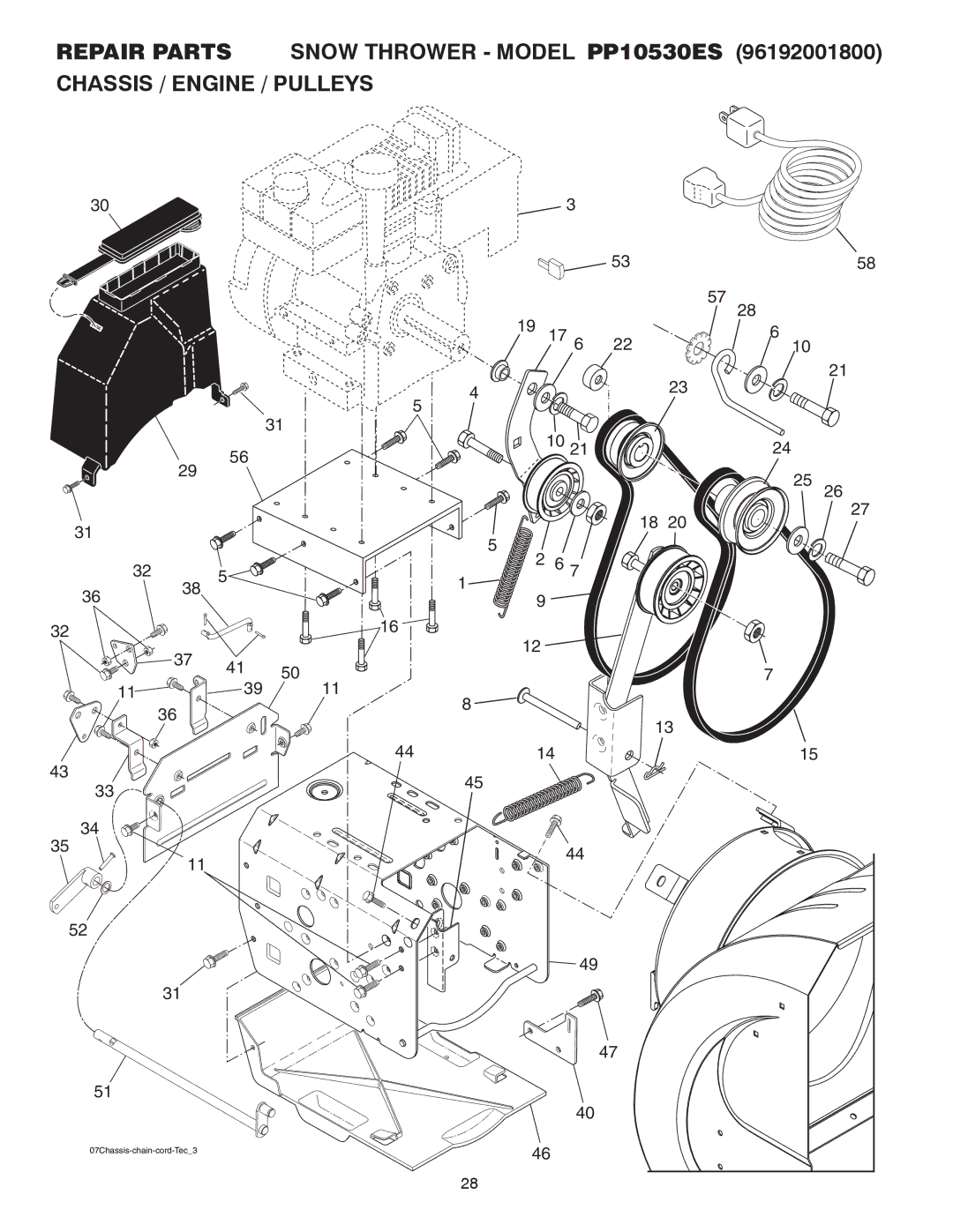 Poulan 414659 owner manual 07Chassis-chain-cord-Tec3 