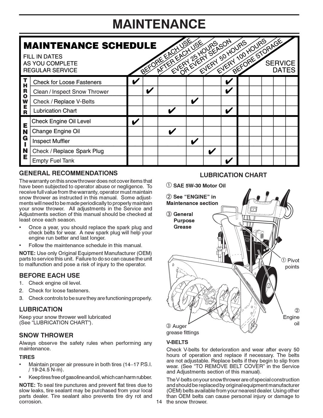 Poulan 414741 owner manual Maintenance 