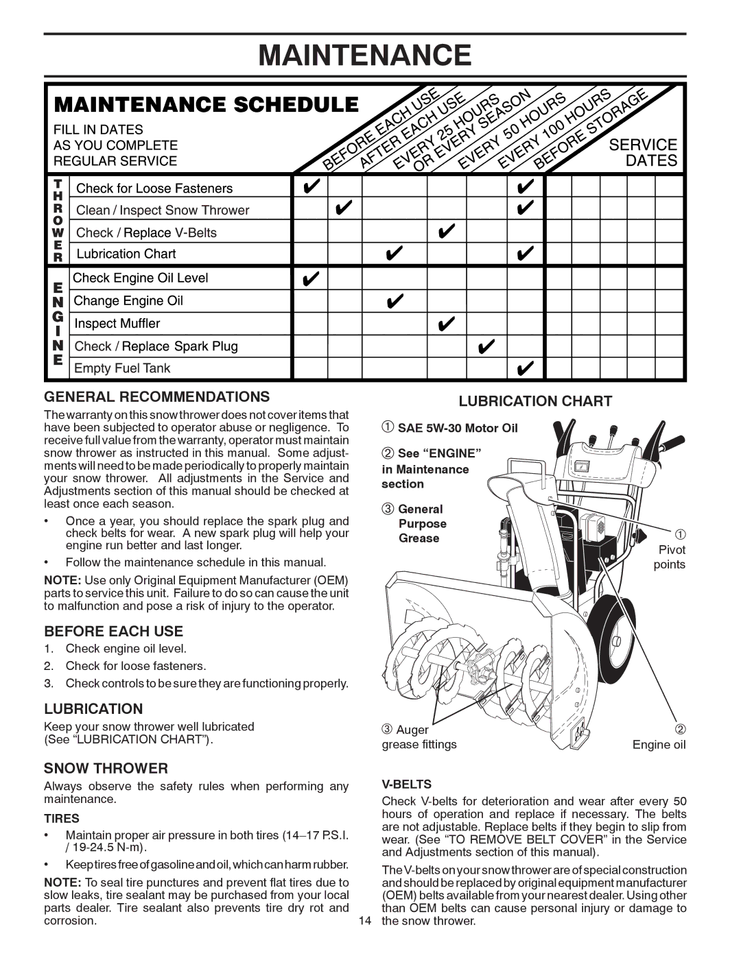 Poulan 414949 owner manual Maintenance 