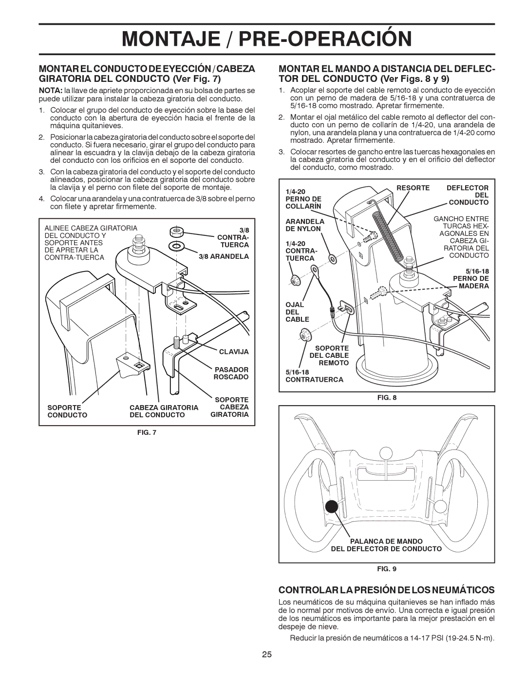 Poulan 414949 owner manual Controlar LA Presión DE LOS Neumáticos 