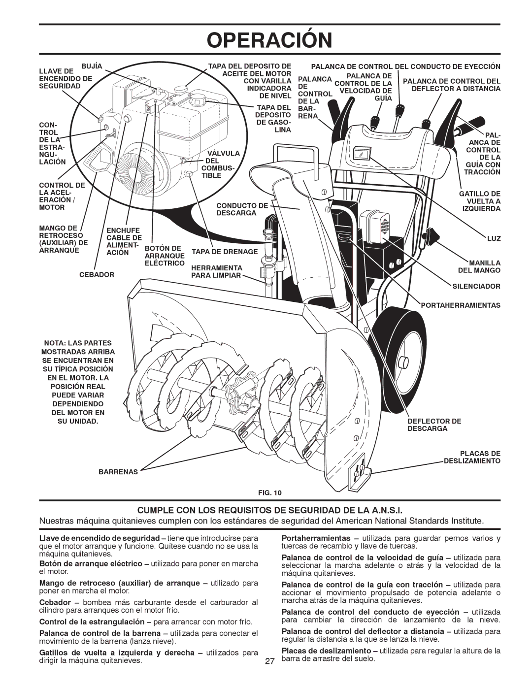 Poulan 414949 owner manual Cumple CON LOS Requisitos DE Seguridad DE LA A.N.S.I 