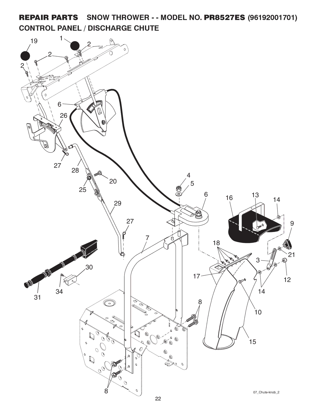 Poulan 415180 owner manual 07Chute-knob2 