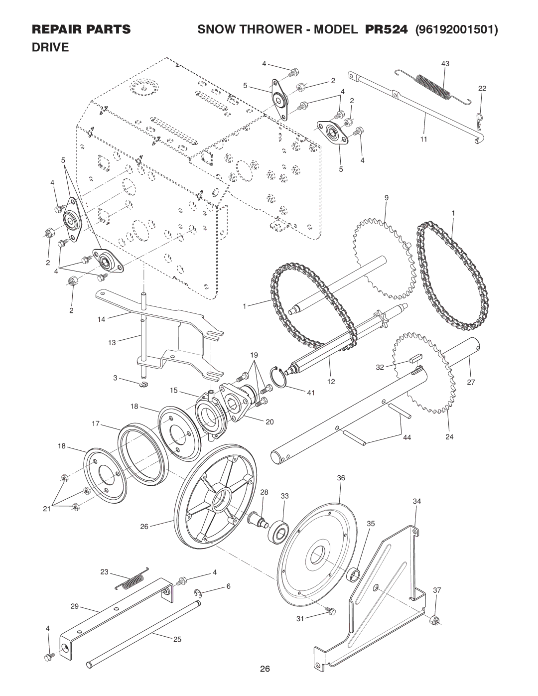 Poulan 415242 owner manual Repair Parts Drive 