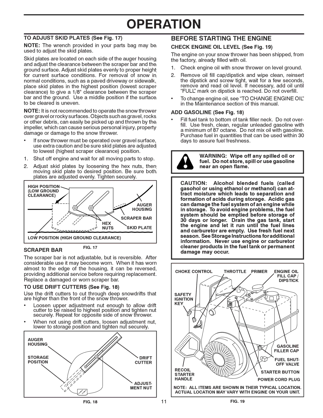 Poulan 415308, 96198002000 owner manual Before Starting the Engine, Scraper BAR 