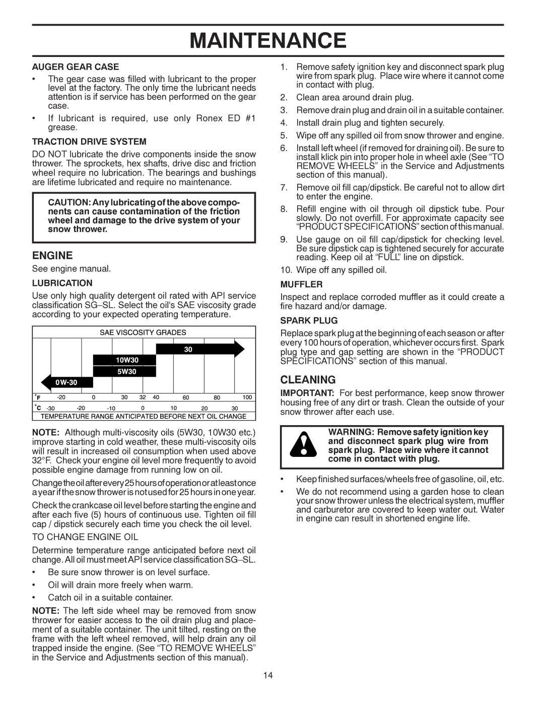 Poulan 415332, 96198001801 owner manual Engine, Cleaning 