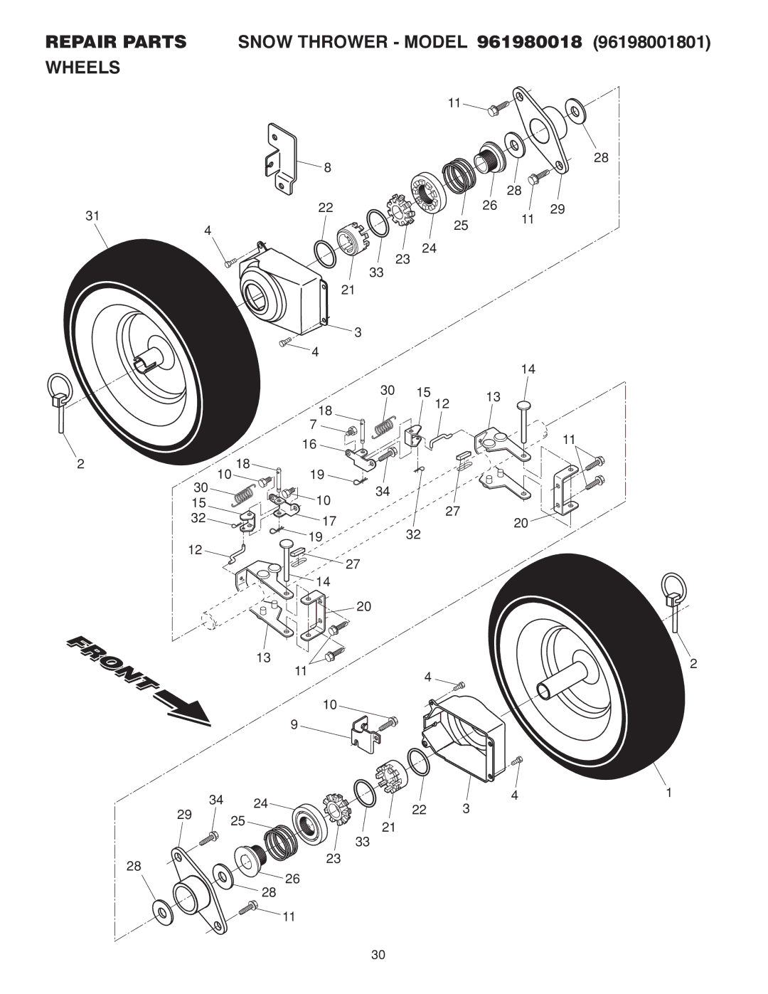 Poulan 415332, 96198001801 owner manual Repair Parts 