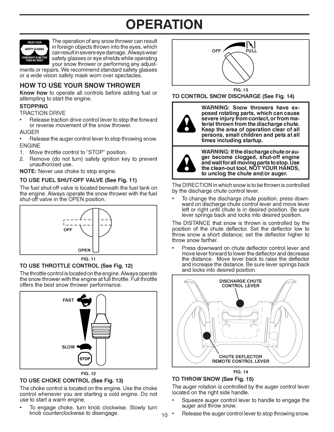 Poulan PP13TEPH30, 416751, 96198000901, PP12TEPH30 owner manual HOW to USE Your Snow Thrower, Stopping 